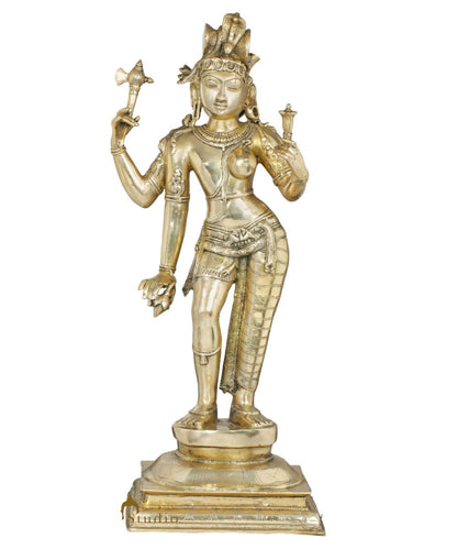 Brass Standing Ardhnareshvara Shiva Idol Rare Décor Home Temple Statue 3 Feet by vendor-unknown - Hindu Gods (View 3)