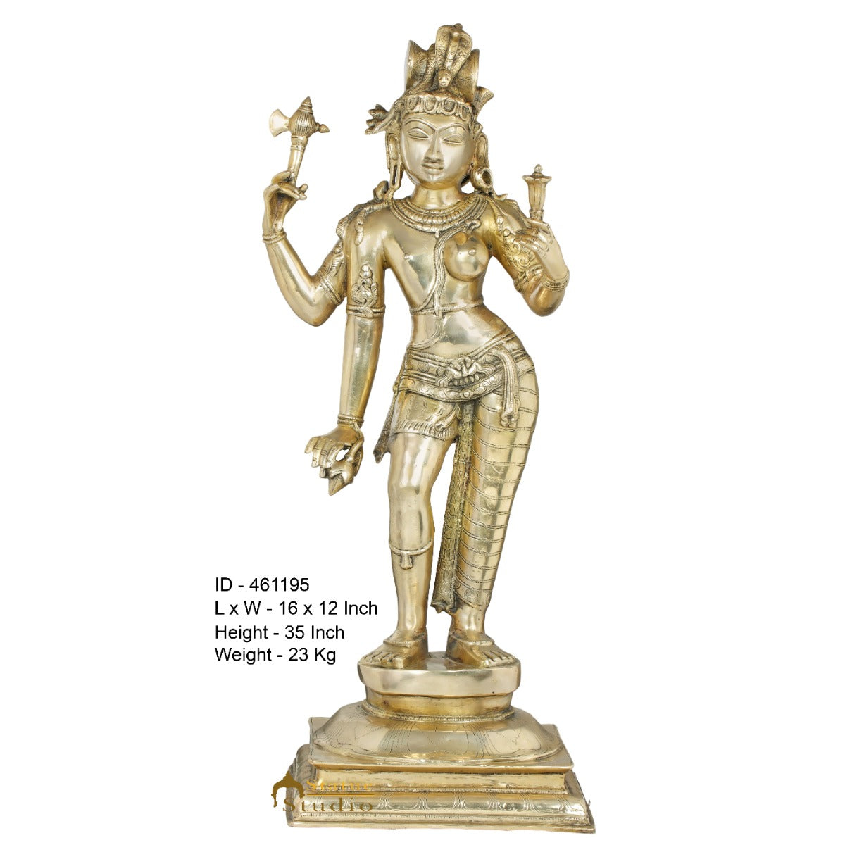 Brass Standing Ardhnareshvara Shiva Idol Rare Décor Home Temple Statue 3 Feet - Image 6