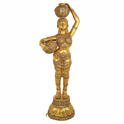 Brass Large Indian Matka Pot Lady Celestial Décor Showpiece Statue 5 Feet by vendor-unknown - Decor (View 2)