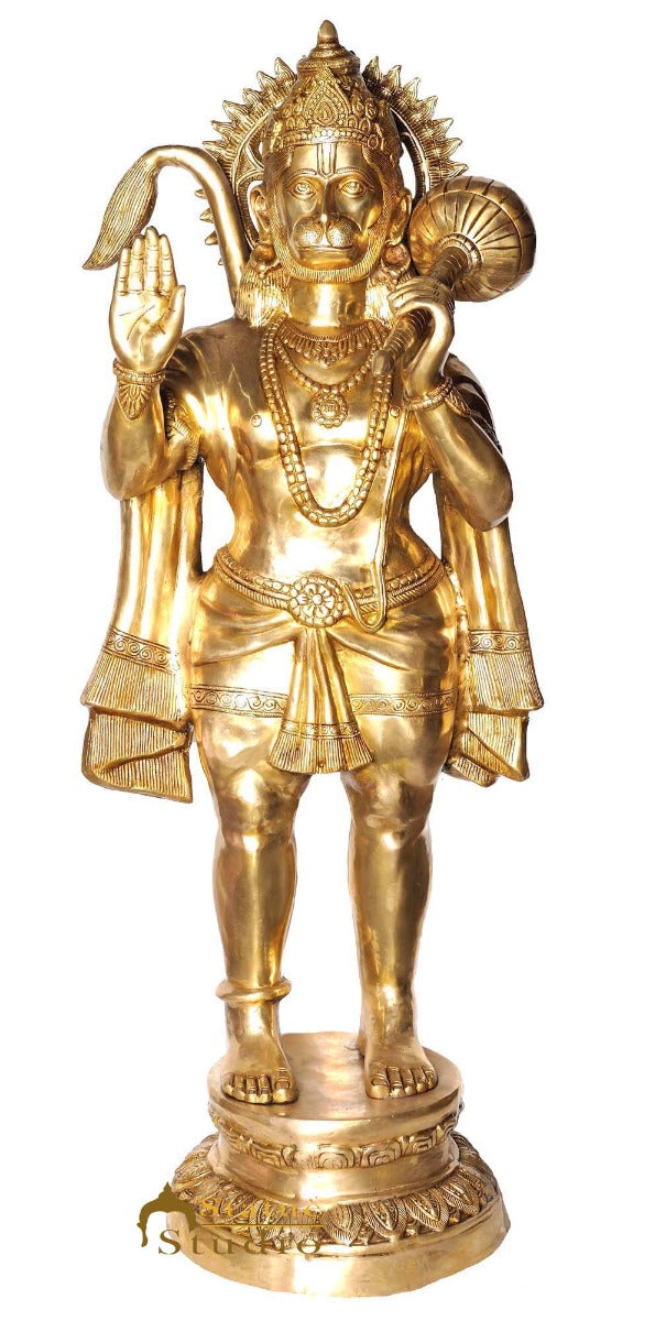 Brass Large Blessing Hanuman Idol For Home Temple Decor 4.5 Feet - Image 3