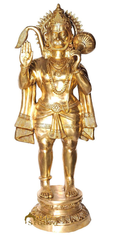 Brass Large Blessing Hanuman Idol For Home Temple Decor 4.5 Feet by vendor-unknown - Hindu Gods (View 3)