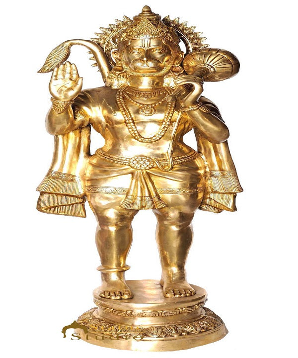 Brass Large Blessing Hanuman Idol For Home Temple Decor 4.5 Feet