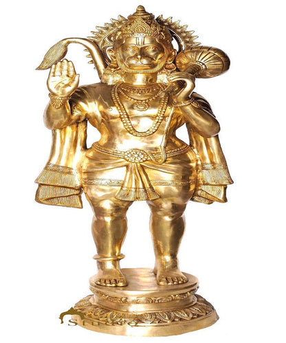 Brass Large Blessing Hanuman Idol For Home Temple Decor 4.5 Feet by vendor-unknown - Hindu Gods (View 2)