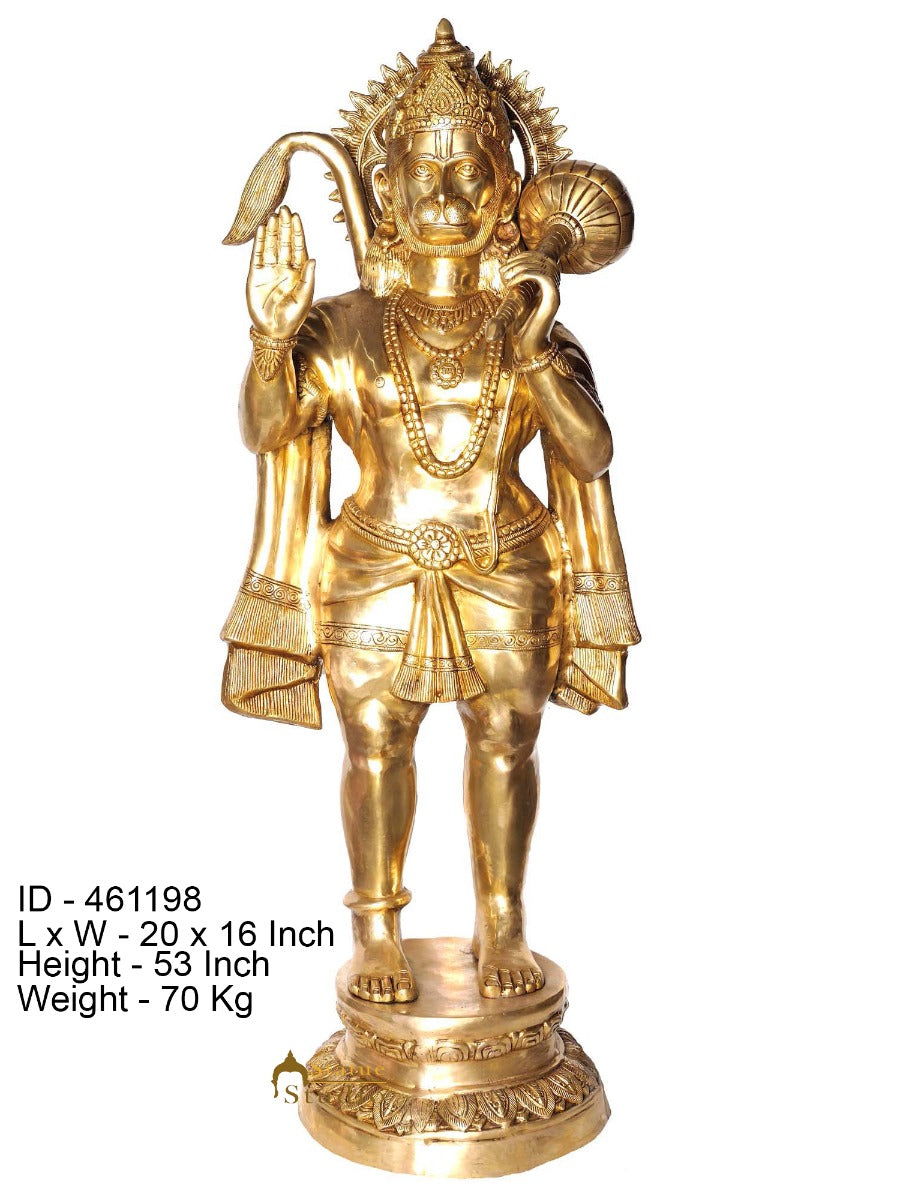 Brass Large Blessing Hanuman Idol For Home Temple Decor 4.5 Feet - Image 4