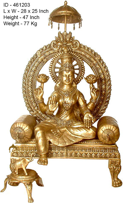 Brass Large Lakshmi Idol Goddess Of Wealth Laxmi Statue Home Temple Décor 4 Feet by vendor-unknown - Hindu Gods (View 3)