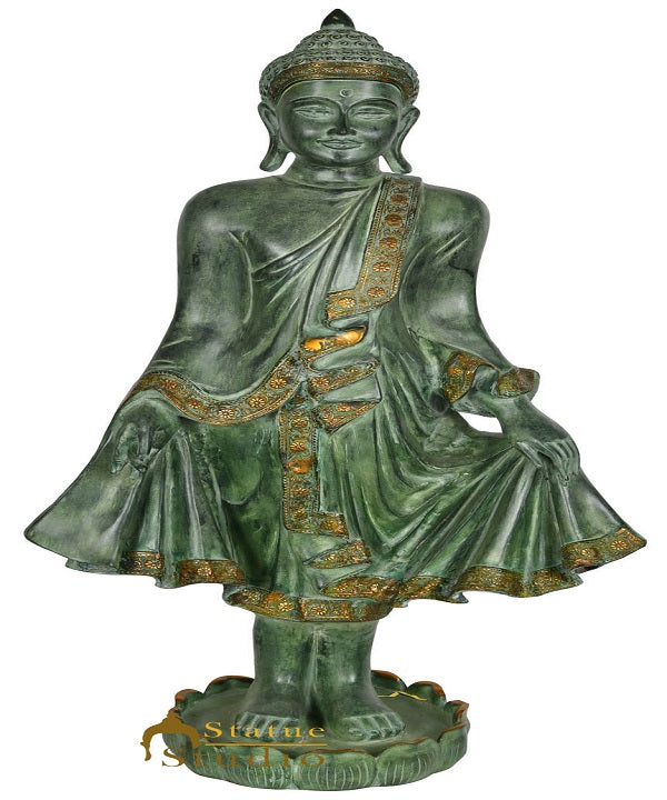 Brass Large Standing Sakyamuni Buddha Statue Home Garden Décor Idol Showpiece - Eco-friendly - Sama Homes
