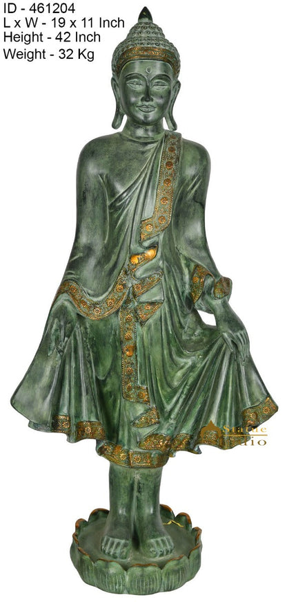 Brass Large Standing Sakyamuni Buddha Statue Home Garden Décor Idol Showpiece by vendor-unknown - Buddha (View 4)