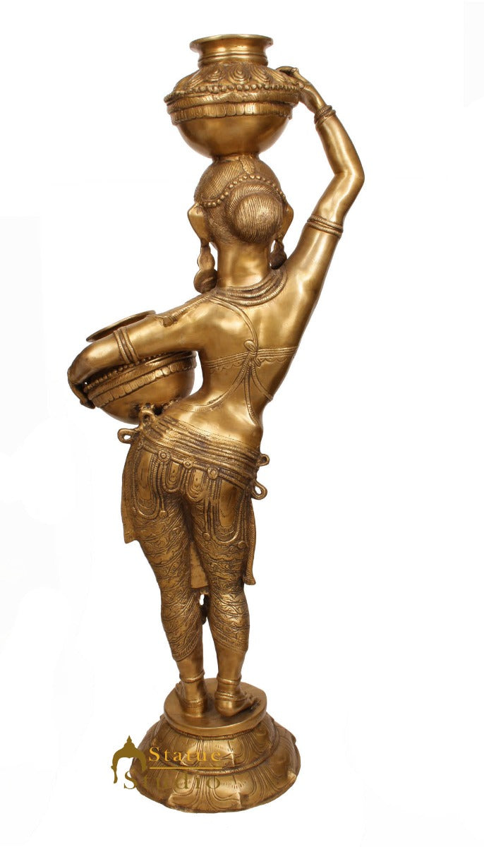 Brass Large Size Indian Matka Lady Statue Home Garden Décor Showpiece 3.5 Feet - Image 3