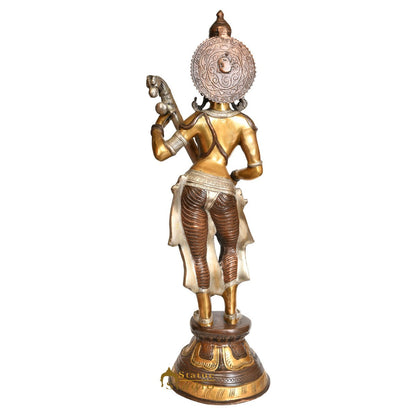 Brass Standing Saraswati Idol Home Temple Office Décor Statue Showpiece 28" by vendor-unknown - Hindu Gods (View 3)