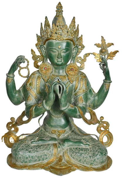 Brass Chenrezig Avalokiteshvara Buddha Idol Home Garden Décor Statue 2.5 Feet by vendor-unknown - Buddha (View 2)