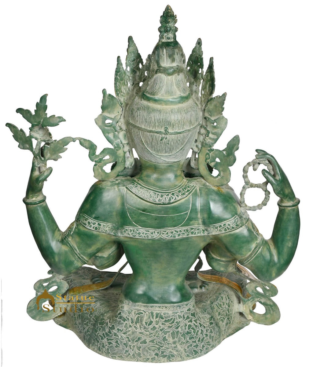 Brass Chenrezig Avalokiteshvara Buddha Idol Home Garden Décor Statue 2.5 Feet - Image 3