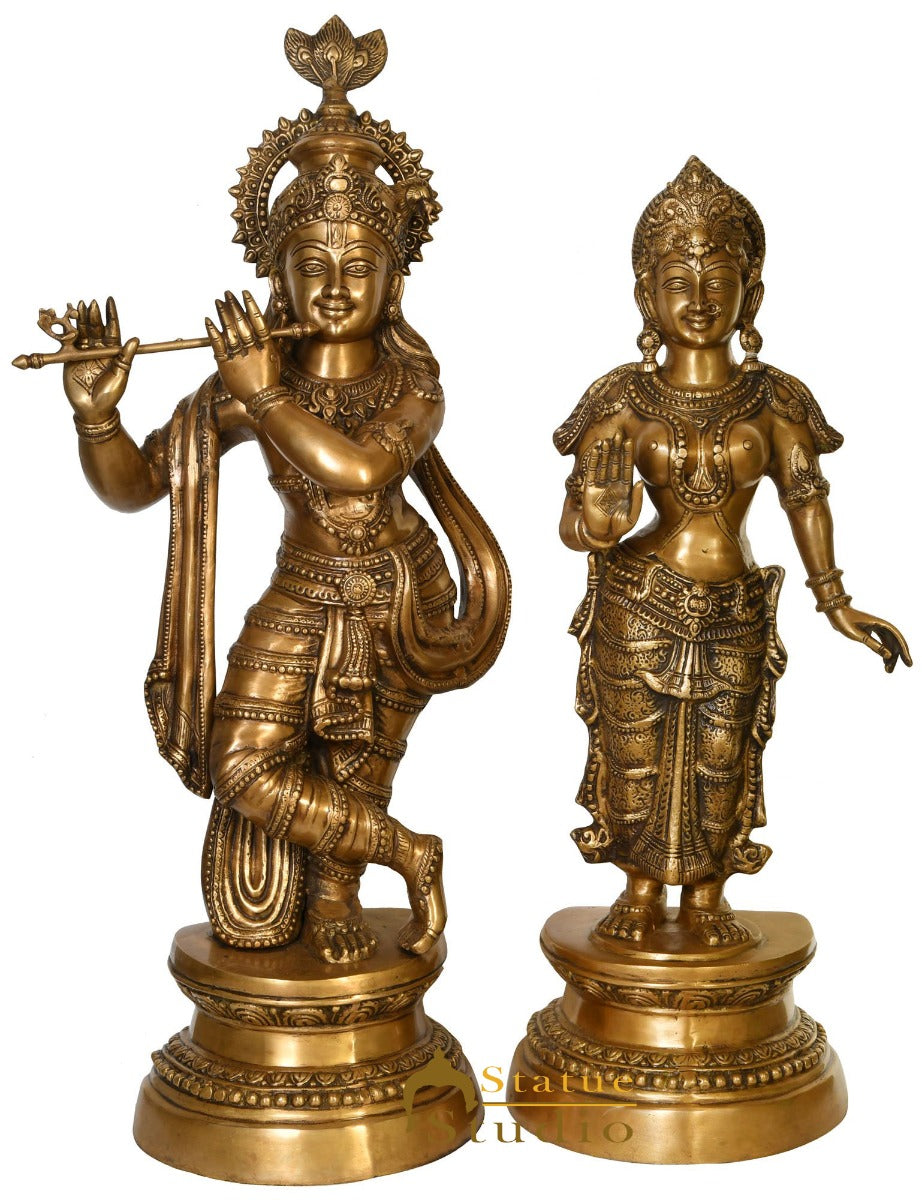 Brass Large Radha Krishna Idol Home Office Garden Décor Statue Showpiece 3 Feet - Image 2