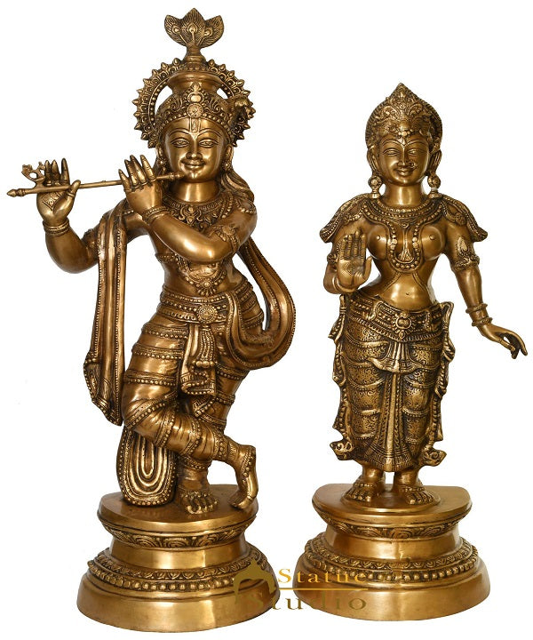 Brass Large Radha Krishna Idol Home Office Garden Décor Statue Showpiece 3 Feet