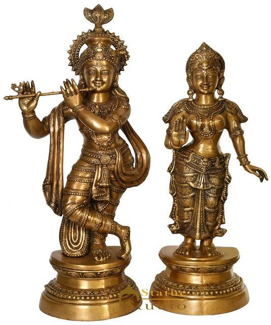 Brass Large Radha Krishna Idol Home Office Garden Décor Statue Showpiece 3 Feet