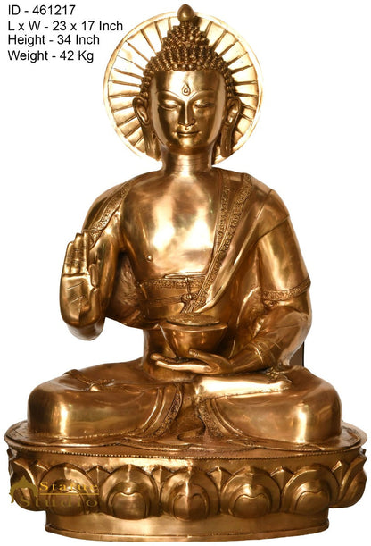 Brass Antique Sitting Buddha Statue Home Office Garden Décor Showpiece 3 Feet by vendor-unknown - Buddha (View 3)