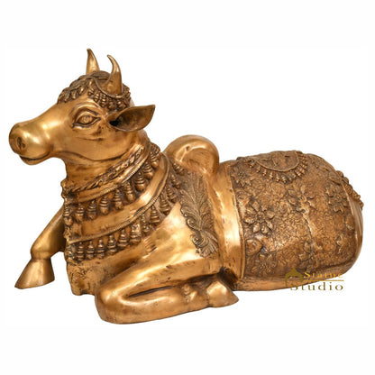 Brass Large Size Nandi Cow Idol Temple Home Décor Showpiece Statue 3 Feet by vendor-unknown - Spiritual (View 3)