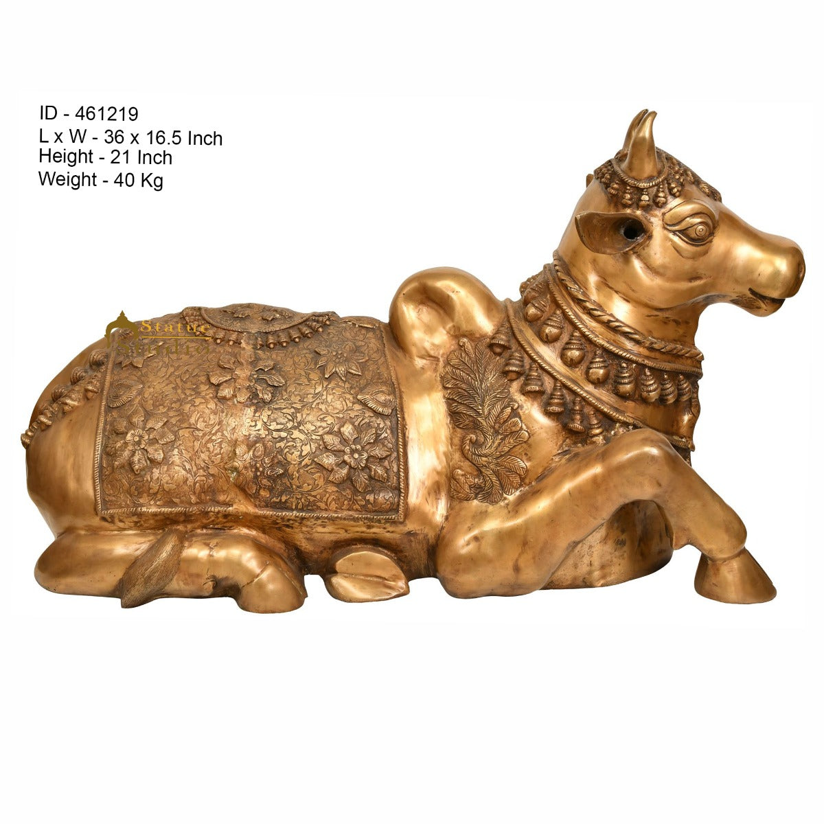 Brass Large Size Nandi Cow Idol Temple Home Décor Showpiece Statue 3 Feet - Image 4