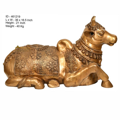 Brass Large Size Nandi Cow Idol Temple Home Décor Showpiece Statue 3 Feet by vendor-unknown - Spiritual (View 4)