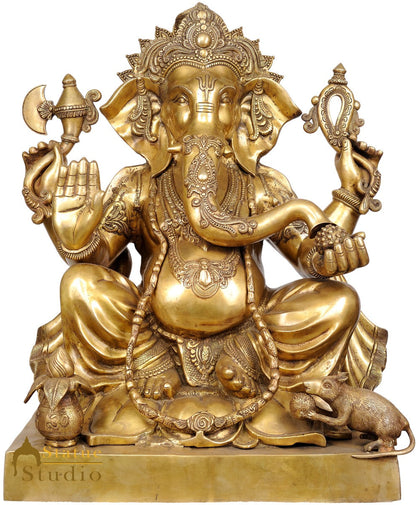 Brass Large Size Ganesha Statue Ganpati Idol Home Office Garden Décor 2.5 Feet by vendor-unknown - Products