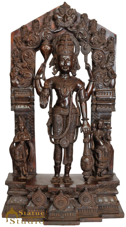 Brass Large Antique Vishnu Idol Home Temple Office Religious Décor Statue 28" by vendor-unknown - Hindu Gods (View 2)