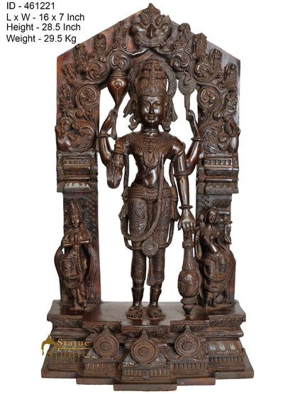 Brass Large Antique Vishnu Idol Home Temple Office Religious Décor Statue 28" by vendor-unknown - Hindu Gods (View 3)