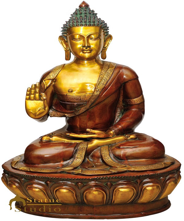 Brass Large Size Buddha Statue Home Office Garden Décor Showpiece Idol 4 Feet - Eco-friendly - Sama Homes