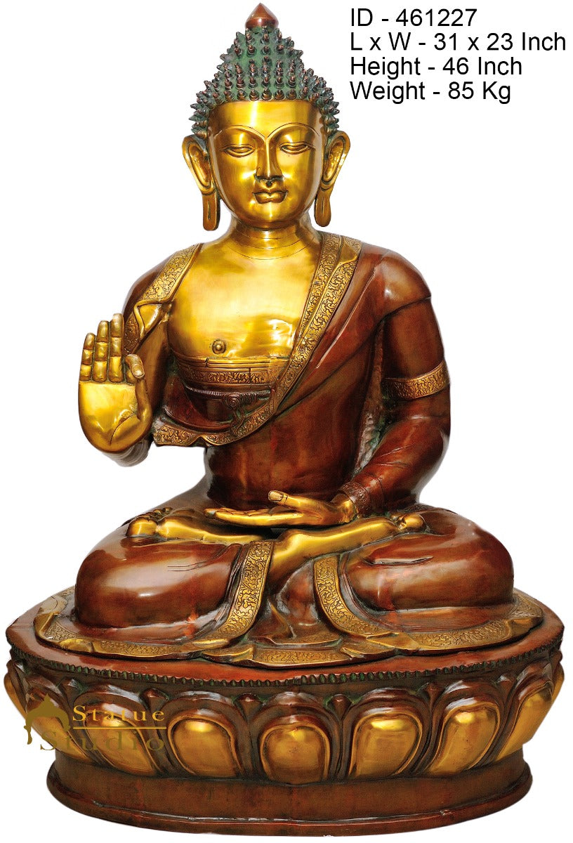 Brass Large Size Buddha Statue Home Office Garden Décor Showpiece Idol 4 Feet - Image 4