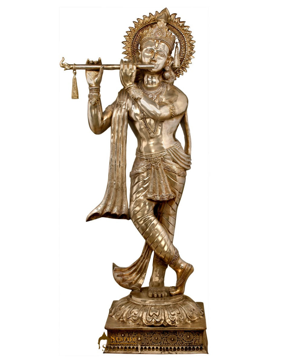 Brass Super Large Size Krishna Idol 6.5 Feet - Image 3