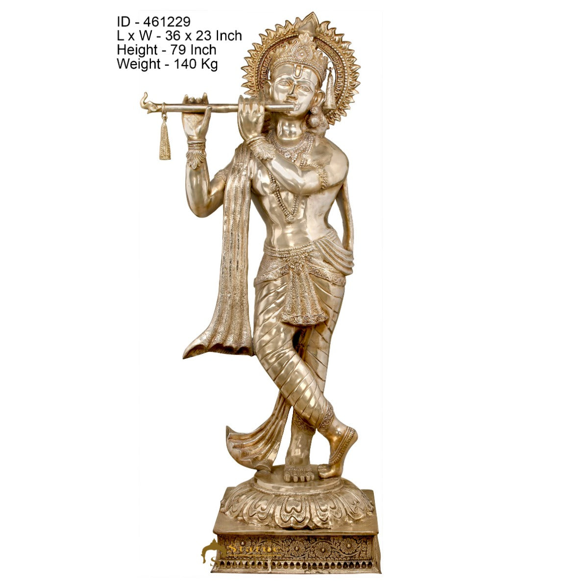 Brass Super Large Size Krishna Idol 6.5 Feet