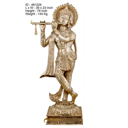 Brass Super Large Size Krishna Idol 6.5 Feet by vendor-unknown - Hindu Gods (View 6)