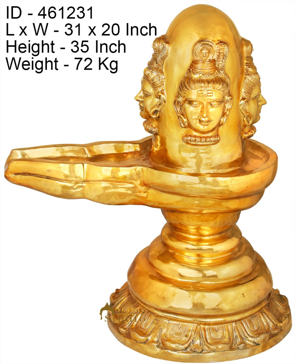 Brass Very Large Size Shiva Lingam Idol Shivling Statue Home Temple Décor 3 Feet