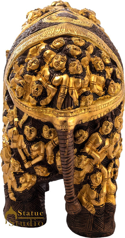 Brass Elephant Sculpture Carved With Ladies Home Garden Décor Showpiece Figure by vendor-unknown - Decor (View 5)
