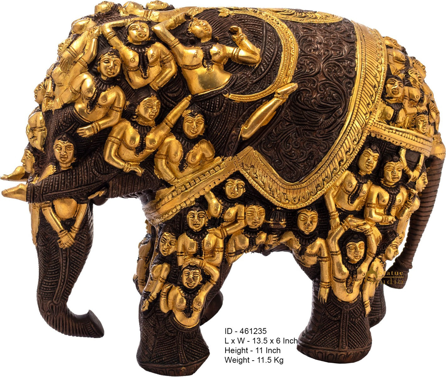 Brass Elephant Sculpture Carved With Ladies Home Garden Décor Showpiece Figure