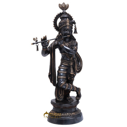 Brass Large Krishna Idol Antique Finish 3 Feet by vendor-unknown - Hindu Gods (View 9)