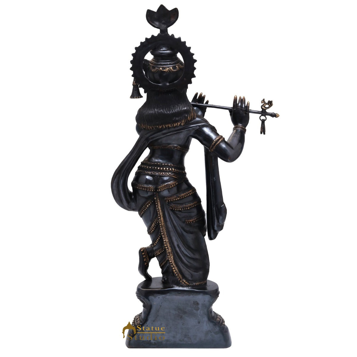 Brass Large Krishna Idol Antique Finish 3 Feet