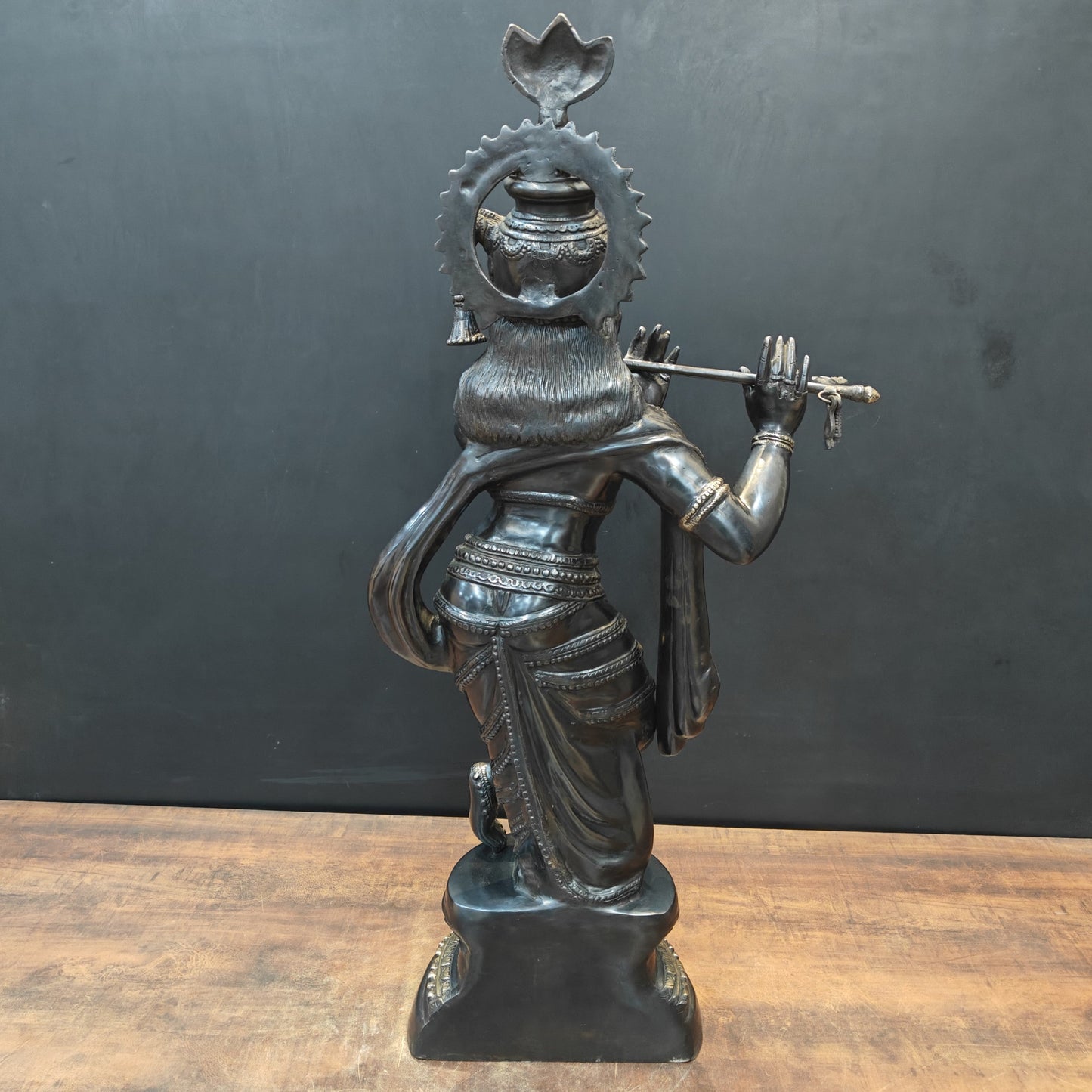 Brass Large Krishna Idol Antique Finish 3 Feet
