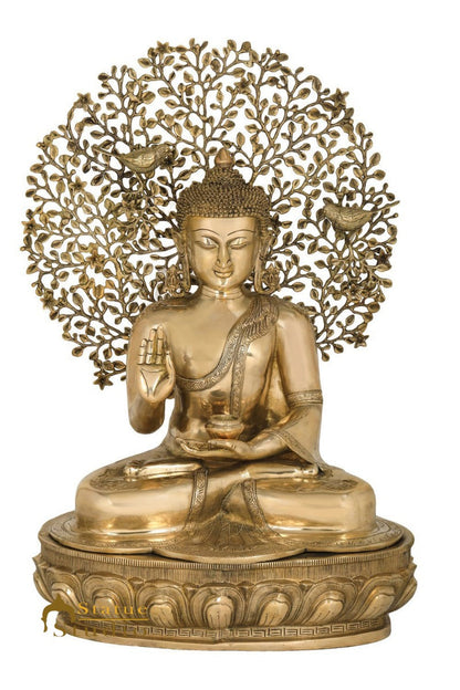 Brass Buddha Statue Sitting Under Bodhi Tree Home Office Garden Décor Showpiece 28" by vendor-unknown - Buddha (View 2)