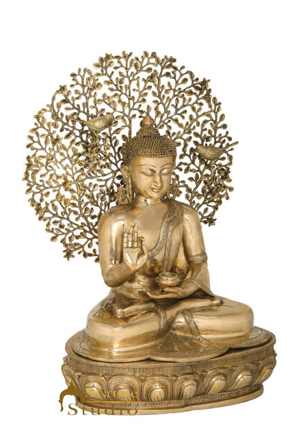 Brass Buddha Statue Sitting Under Bodhi Tree Home Office Garden Décor Showpiece 28" by vendor-unknown - Buddha (View 3)