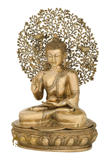 Brass Buddha Statue Sitting Under Bodhi Tree Home Office Garden Décor Showpiece 28" by vendor-unknown - Buddha (View 4)