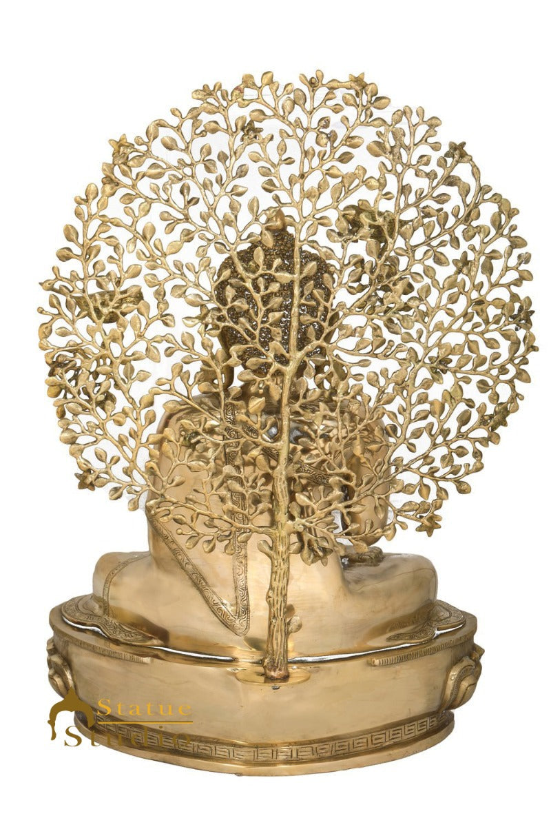 Brass Buddha Statue Sitting Under Bodhi Tree Home Office Garden Décor Showpiece 28"