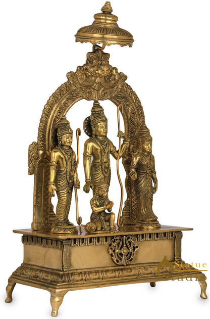 Brass Lord Rama Darbar Idol for Home Temple Decor Showpiece 1.5 Feet by vendor-unknown - Hindu Gods (View 3)
