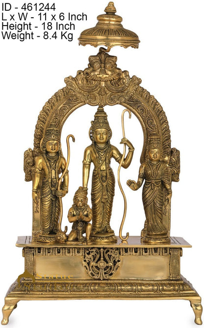 Brass Lord Rama Darbar Idol for Home Temple Decor Showpiece 1.5 Feet by vendor-unknown - Hindu Gods (View 5)