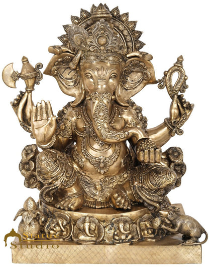 Brass Large Ganesha Statue Finest Carved For Home Decor 2.5 Feet by vendor-unknown - Products (View 3)