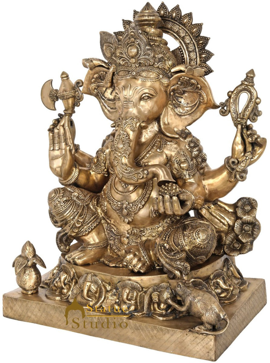 Brass Large Ganesha Statue Finest Carved For Home Decor 2.5 Feet - Image 4