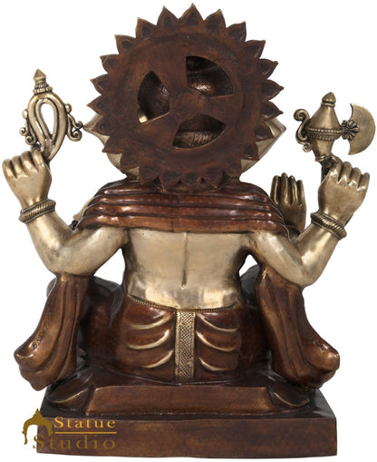Brass Large Ganesha Statue Sitting On Lotus For Home Office Decor 2.5 Feet by vendor-unknown - Hindu Gods (View 5)