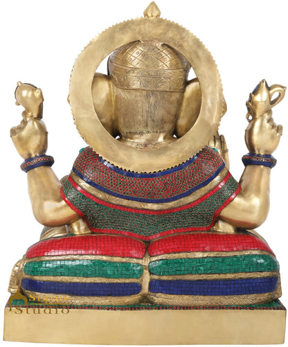 Brass Sitting Ganesha Idol Ganpati Statue Home Office Garden Temple Décor 2.5 Feet by vendor-unknown - Products (View 4)