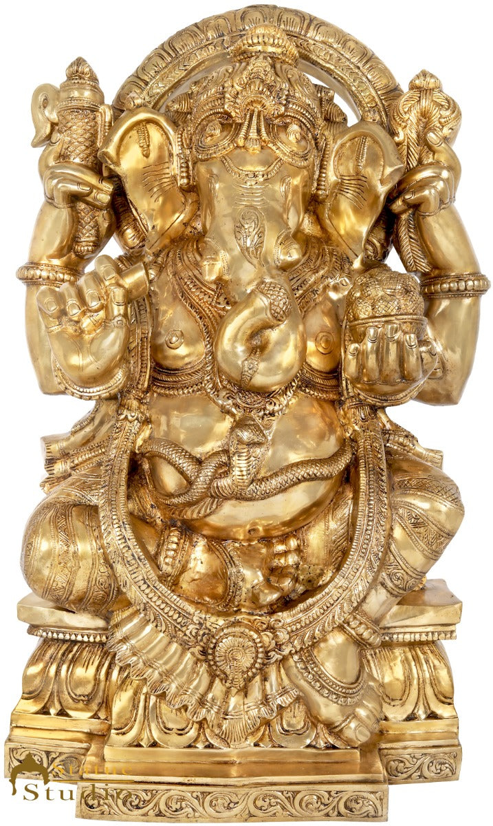 Brass Large Ganesha Statue Home Office Fine Décor Idol Showpiece 3 Feet - Image 2