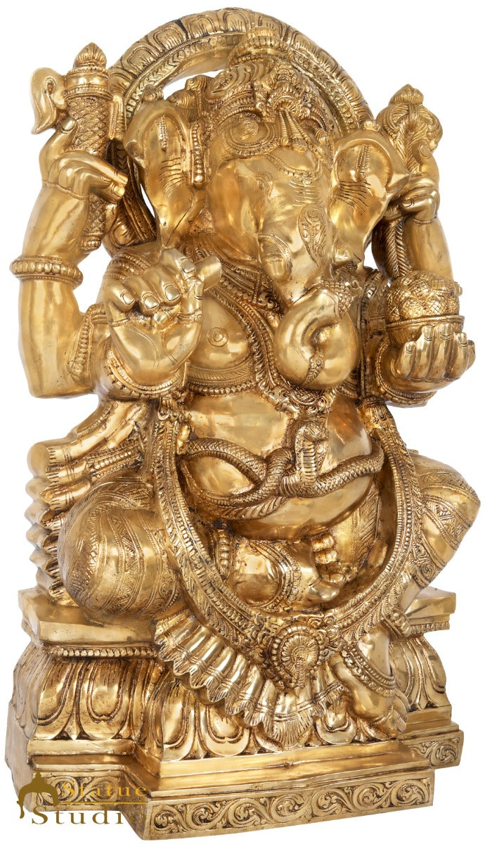 Brass Large Ganesha Statue Home Office Fine Décor Idol Showpiece 3 Feet