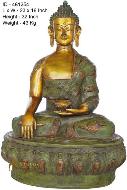 Brass Large Size Sitting Buddha Antique Statue Home Office Garden Décor Showpiece 33" by vendor-unknown - Buddha (View 5)