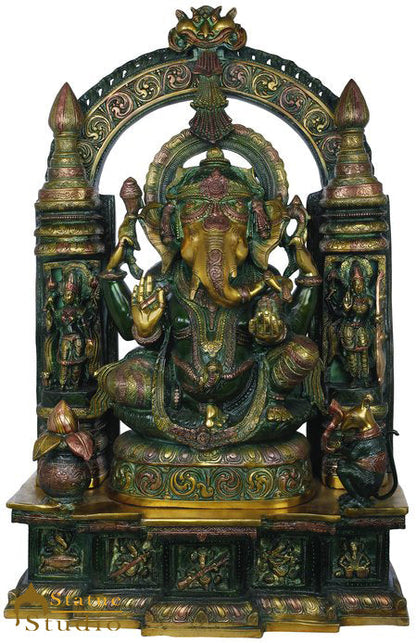Brass large Size Temple Ganesha Statue Décor Lucky Gift Ganpati Idol 33" by vendor-unknown - Products (View 2)